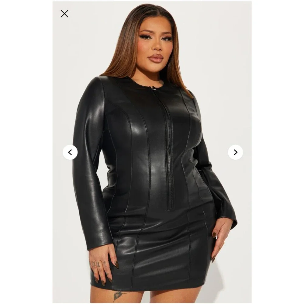 Fashion Nova Harley Faux Leather Mini Dress Size M NWT - Picture 6 of 10